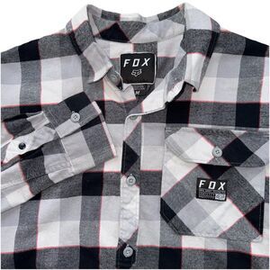 Fox Racing Men's Flannel Shirt Size Medium Plaid Gray Black Red Motocross Bike